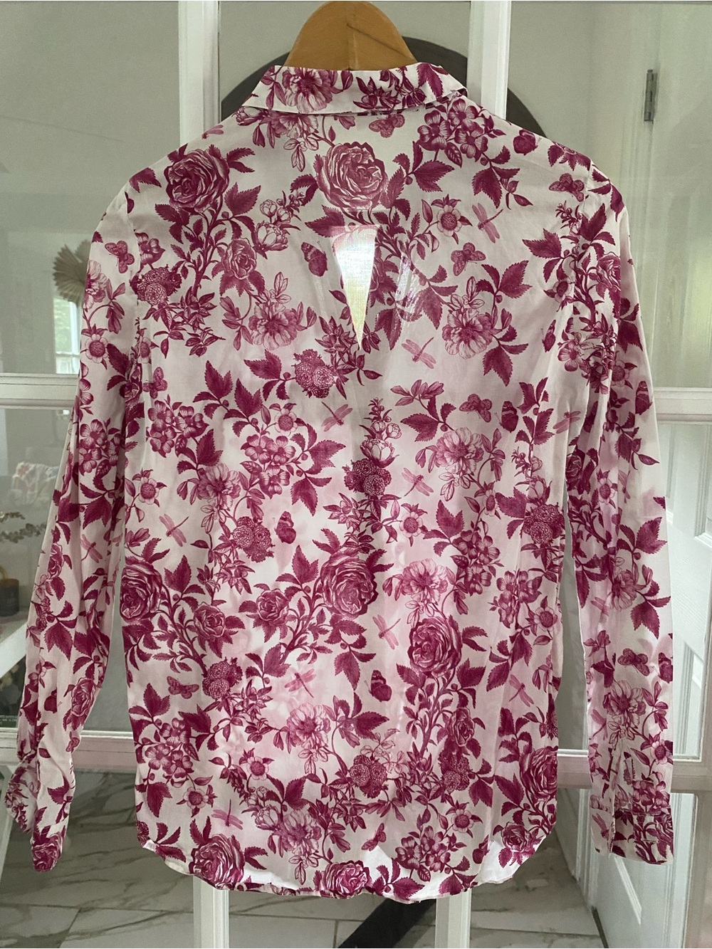 Sezane pierro botanique Women's Floral Button-Up Blouse in Pink